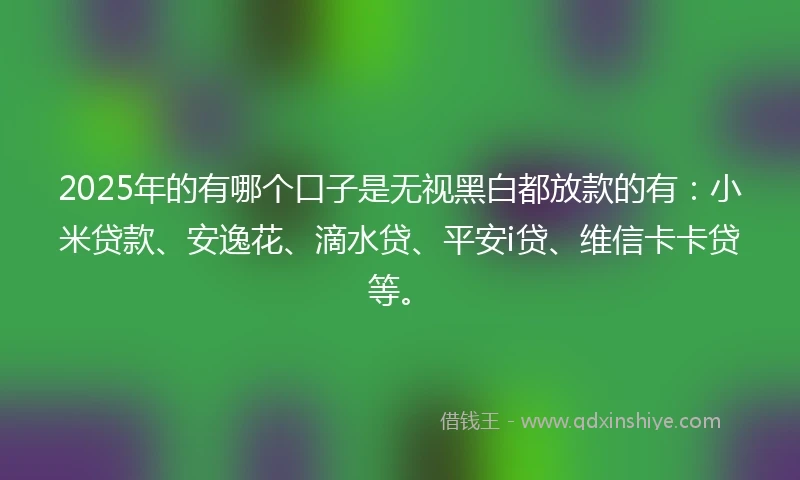 2025年的有哪个口子是无视黑白都放款的有：小米贷款、安逸花、滴水贷、平安i贷、维信卡卡贷等。