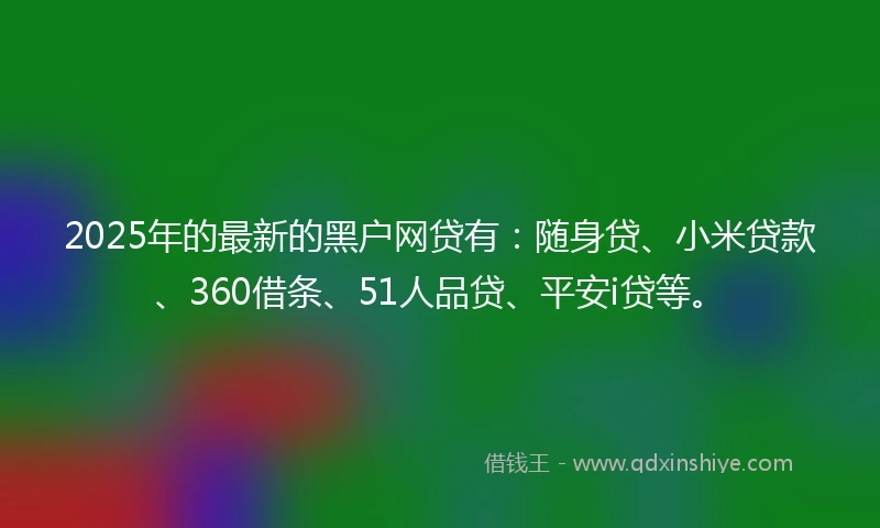 2025年的最新的黑户网贷有：随身贷、小米贷款、360借条、51人品贷、平安i贷等。