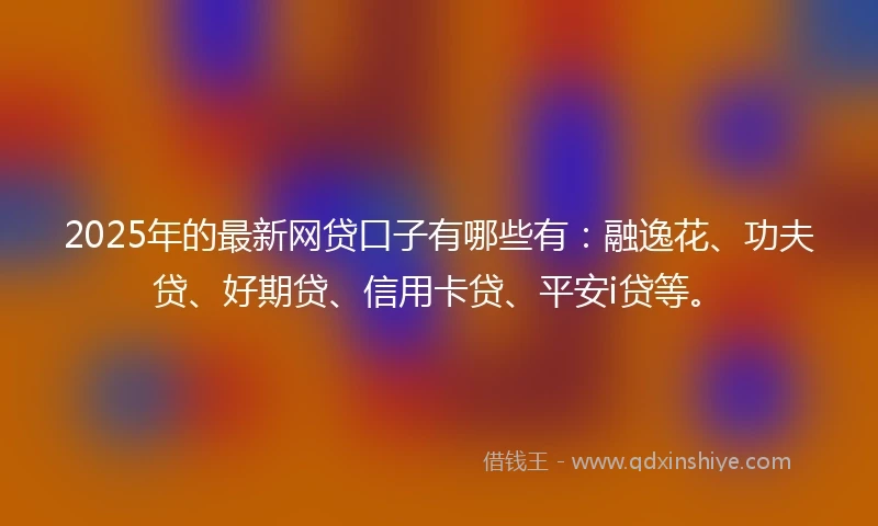 2025年的最新网贷口子有哪些有：融逸花、功夫贷、好期贷、信用卡贷、平安i贷等。