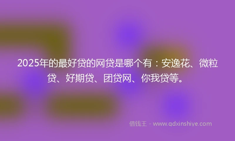 2025年的最好贷的网贷是哪个有：安逸花、微粒贷、好期贷、团贷网、你我贷等。
