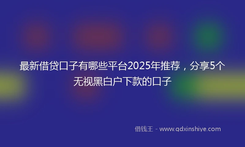 最新借贷口子有哪些平台2025年推荐，分享5个无视黑白户下款的口子