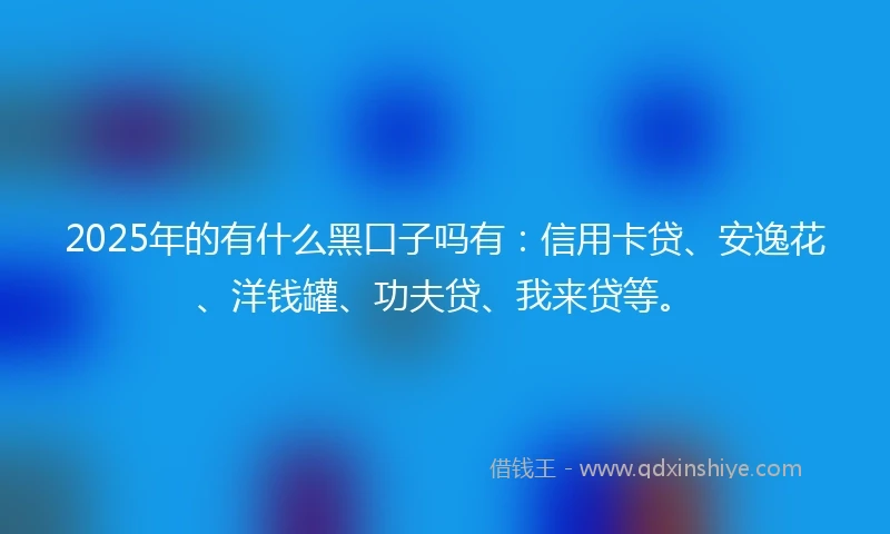 2025年的有什么黑口子吗有：信用卡贷、安逸花、洋钱罐、功夫贷、我来贷等。