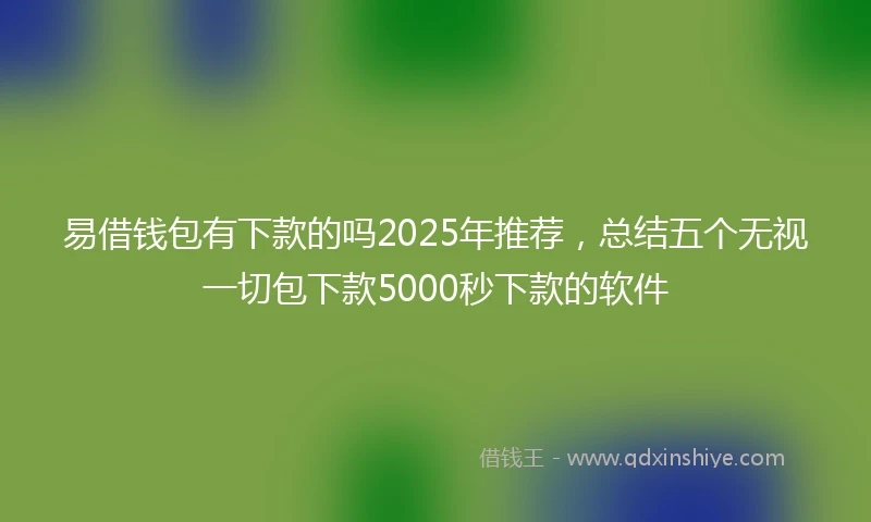 易借钱包有下款的吗2025年推荐，总结五个无视一切包下款5000秒下款的软件