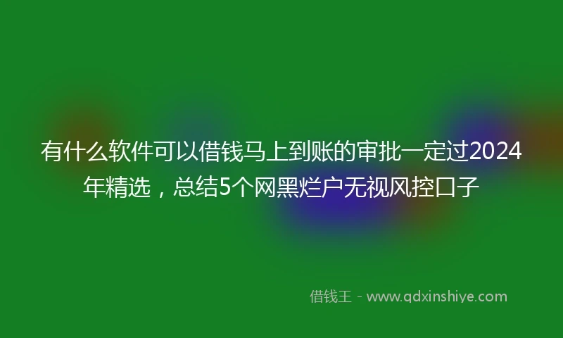 有什么软件可以借钱马上到账的审批一定过2024年精选，总结5个网黑烂户无视风控口子