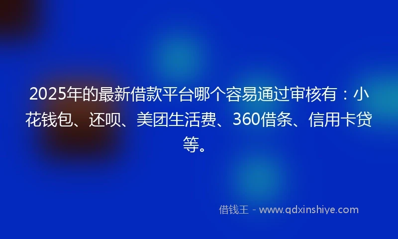 2025年的最新借款平台哪个容易通过审核有：小花钱包、还呗、美团生活费、360借条、信用卡贷等。