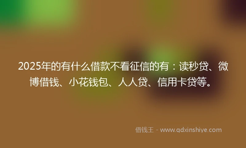 2025年的有什么借款不看征信的有:读秒贷、微博借钱、小花钱包、人人贷、信用卡贷等。