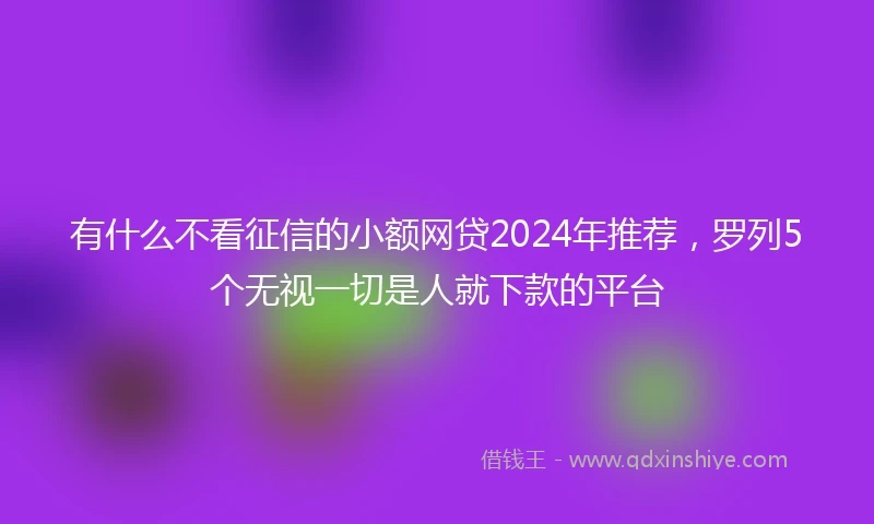 有什么不看征信的小额网贷2024年推荐，罗列5个无视一切是人就下款的平台