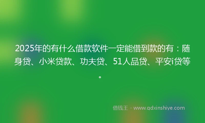 2025年的有什么借款软件一定能借到款的有：随身贷、小米贷款、功夫贷、51人品贷、平安i贷等。
