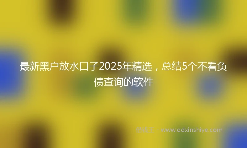 最新黑户放水口子2025年精选，总结5个不看负债查询的软件