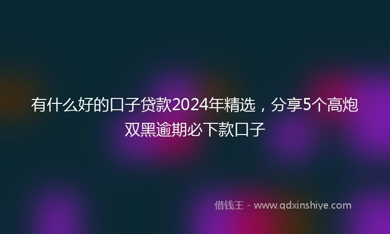 有什么好的口子贷款2024年精选，分享5个高炮双黑逾期必下款口子