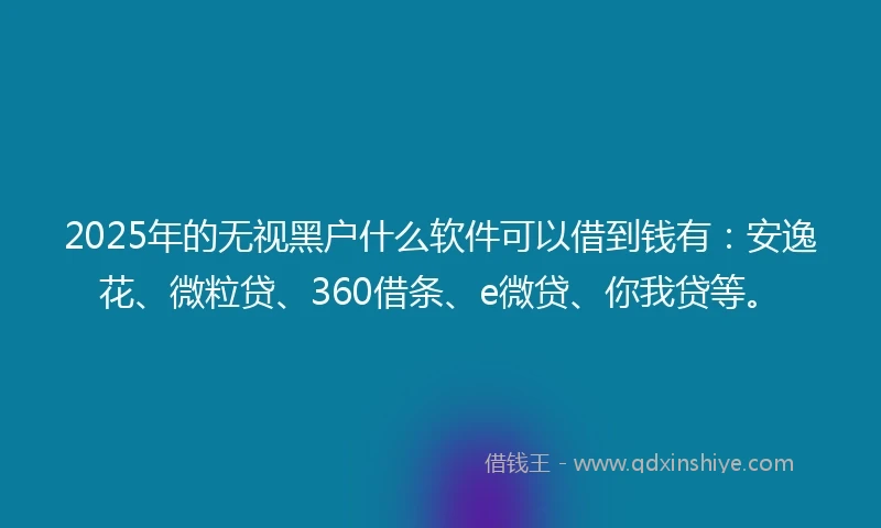 2025年的无视黑户什么软件可以借到钱有：安逸花、微粒贷、360借条、e微贷、你我贷等。
