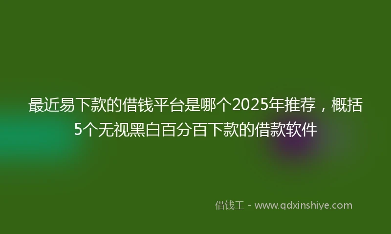 最近易下款的借钱平台是哪个2025年推荐，概括5个无视黑白百分百下款的借款软件