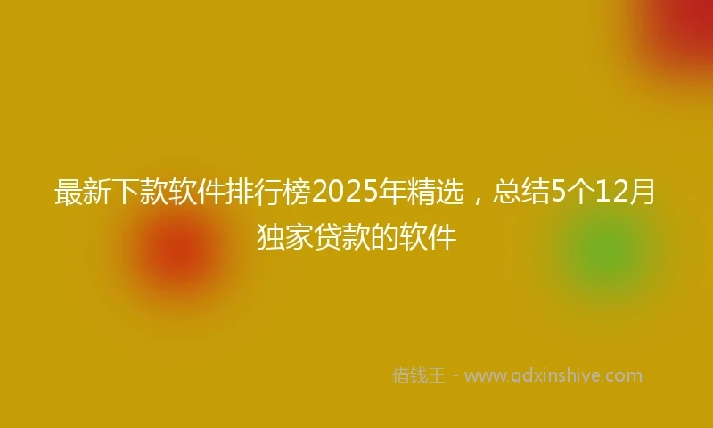 最新下款软件排行榜2025年精选，总结5个12月独家贷款的软件