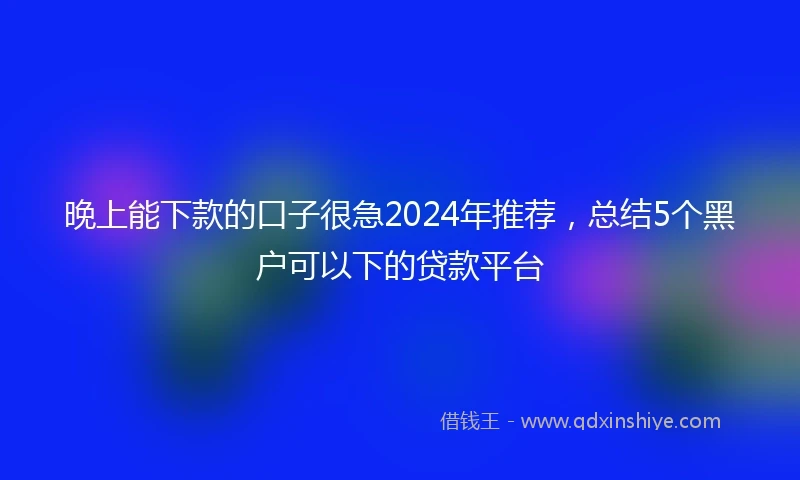 晚上能下款的口子很急2024年推荐，总结5个黑户可以下的贷款平台