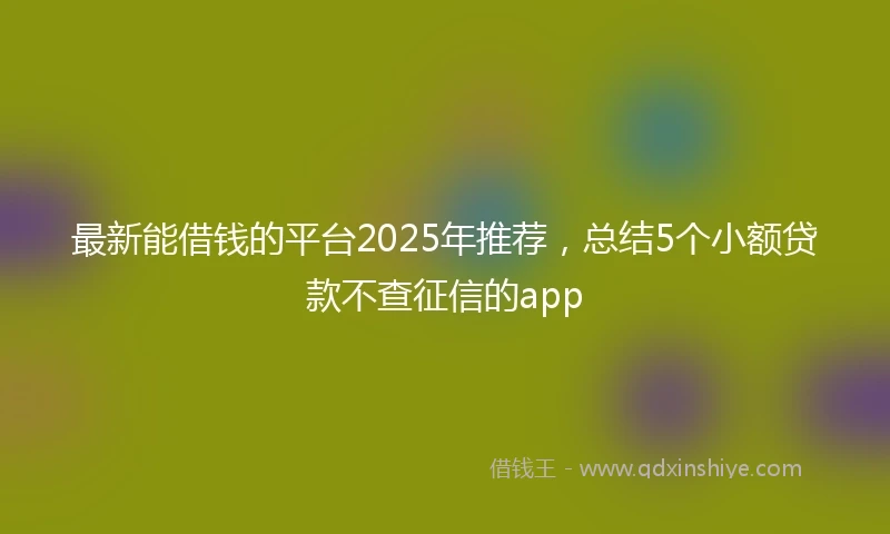 最新能借钱的平台2025年推荐，总结5个小额贷款不查征信的app