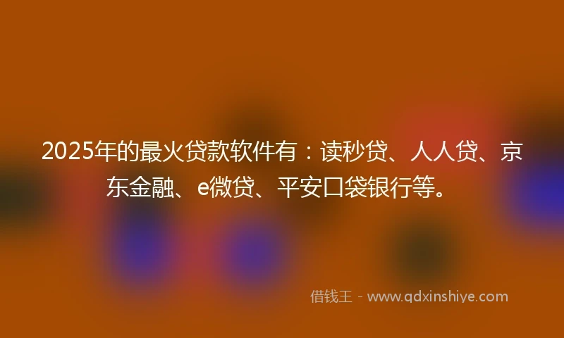 2025年的最火贷款软件有：读秒贷、人人贷、京东金融、e微贷、平安口袋银行等。