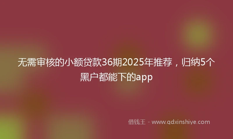 无需审核的小额贷款36期2025年推荐，归纳5个黑户都能下的app