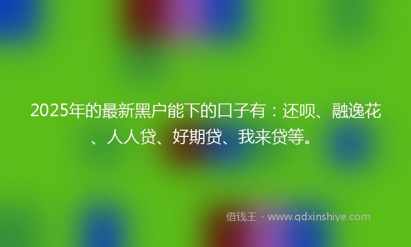 2025年的最新黑户能下的口子有：还呗、融逸花、人人贷、好期贷、我来贷等。