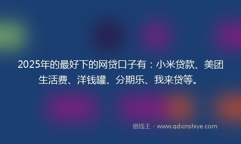 2025年的最好下的网贷口子有：小米贷款、美团生活费、洋钱罐、分期乐、我来贷等。
