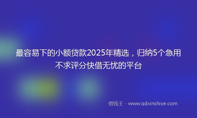 最容易下的小额贷款2025年精选，归纳5个急用不求评分快借无忧的平台