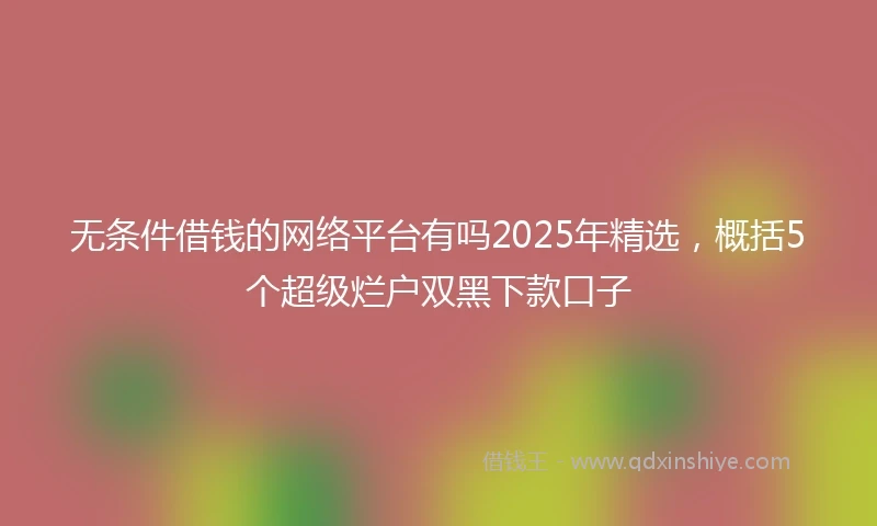 无条件借钱的网络平台有吗2025年精选，概括5个超级烂户双黑下款口子