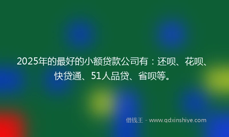 2025年的最好的小额贷款公司有：还呗、花呗、快贷通、51人品贷、省呗等。