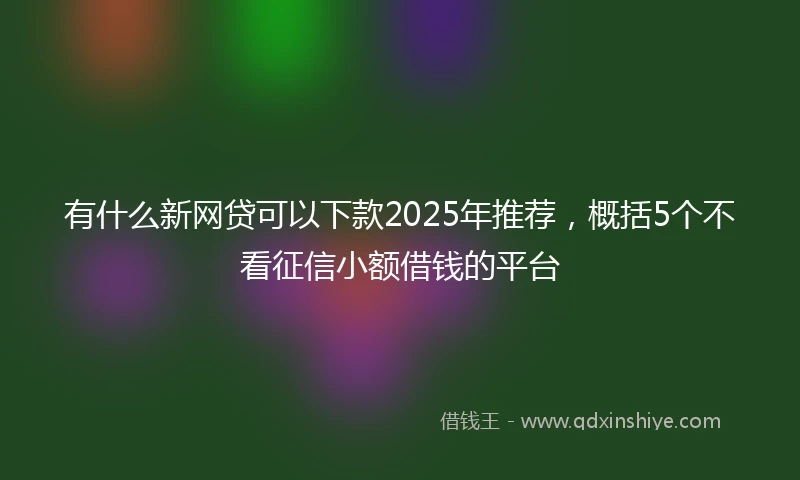 有什么新网贷可以下款2025年推荐，概括5个不看征信小额借钱的平台