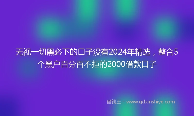 无视一切黑必下的口子没有2024年精选，整合5个黑户百分百不拒的2000借款口子