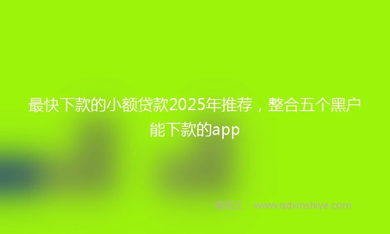 最快下款的小额贷款2025年推荐，整合五个黑户能下款的app