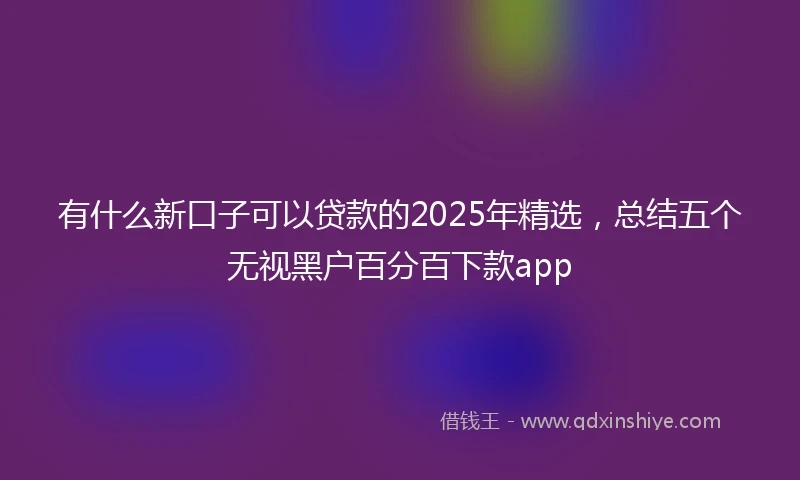 有什么新口子可以贷款的2025年精选，总结五个无视黑户百分百下款app