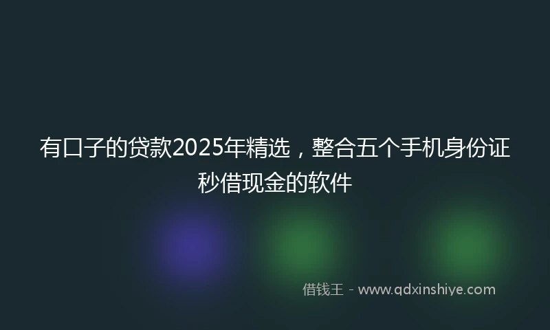 有口子的贷款2025年精选，整合五个手机身份证秒借现金的软件