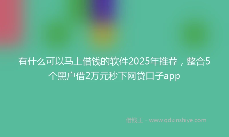 有什么可以马上借钱的软件2025年推荐，整合5个黑户借2万元秒下网贷口子app