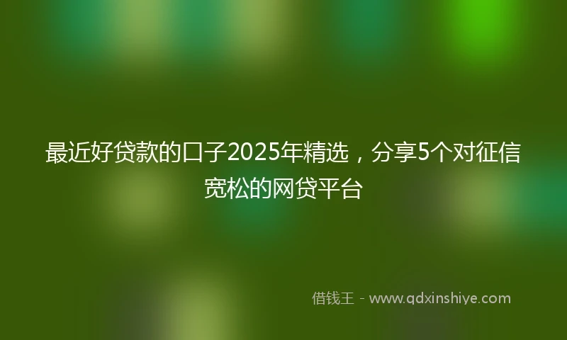最近好贷款的口子2025年精选，分享5个对征信宽松的网贷平台