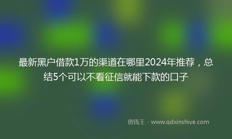 最新黑户借款1万的渠道在哪里2024年推荐，总结5个可以不看征信就能下款的口子