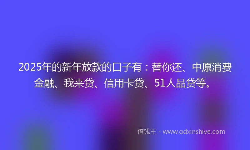 2025年的新年放款的口子有：替你还、中原消费金融、我来贷、信用卡贷、51人品贷等。