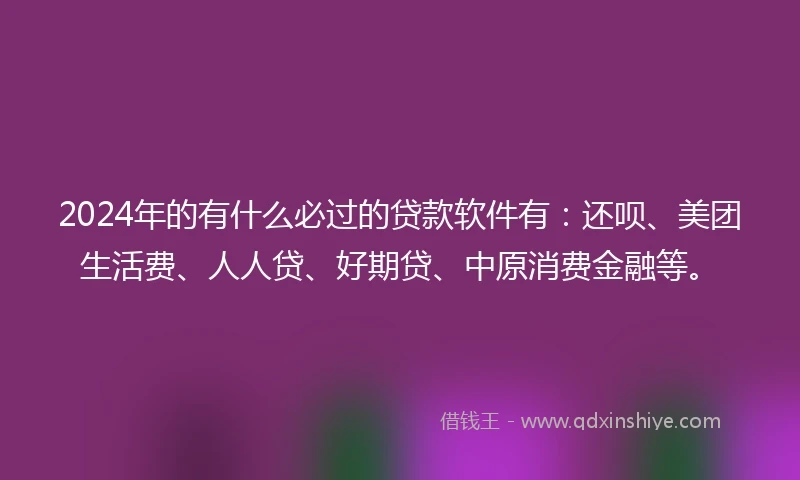 2024年的有什么必过的贷款软件有：还呗、美团生活费、人人贷、好期贷、中原消费金融等。