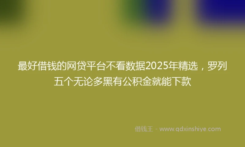 最好借钱的网贷平台不看数据2025年精选，罗列五个无论多黑有公积金就能下款