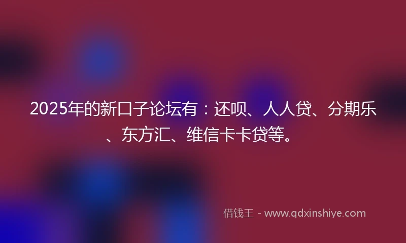 2025年的新口子论坛有：还呗、人人贷、分期乐、东方汇、维信卡卡贷等。