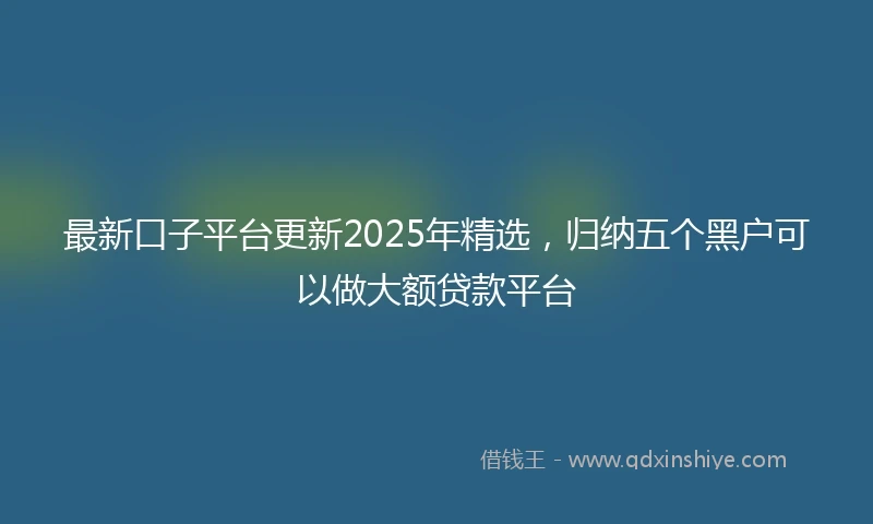 最新口子平台更新2025年精选，归纳五个黑户可以做大额贷款平台