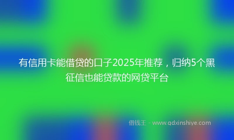 有信用卡能借贷的口子2025年推荐，归纳5个黑征信也能贷款的网贷平台