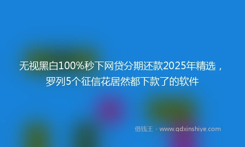 无视黑白100%秒下网贷分期还款2025年精选，罗列5个征信花居然都下款了的软件