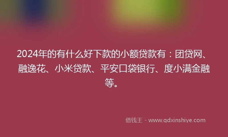 2024年的有什么好下款的小额贷款有：团贷网、融逸花、小米贷款、平安口袋银行、度小满金融等。