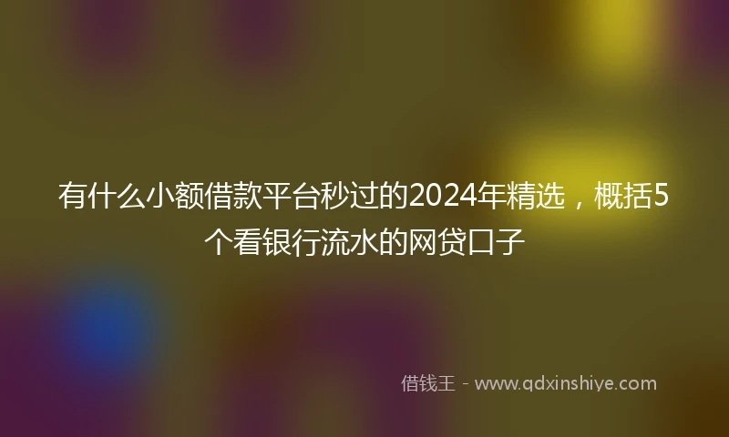 有什么小额借款平台秒过的2024年精选，概括5个看银行流水的网贷口子