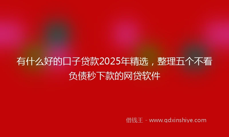 有什么好的口子贷款2025年精选，整理五个不看负债秒下款的网贷软件