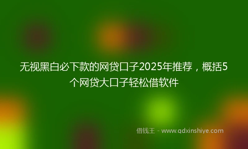 无视黑白必下款的网贷口子2025年推荐，概括5个网贷大口子轻松借软件