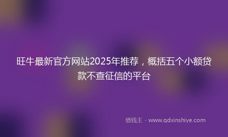 旺牛最新官方网站2025年推荐，概括五个小额贷款不查征信的平台