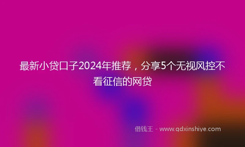 最新小贷口子2024年推荐，分享5个无视风控不看征信的网贷