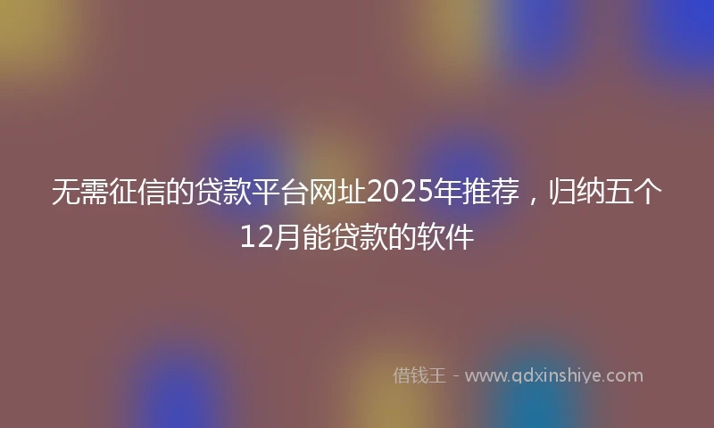 无需征信的贷款平台网址2025年推荐，归纳五个12月能贷款的软件