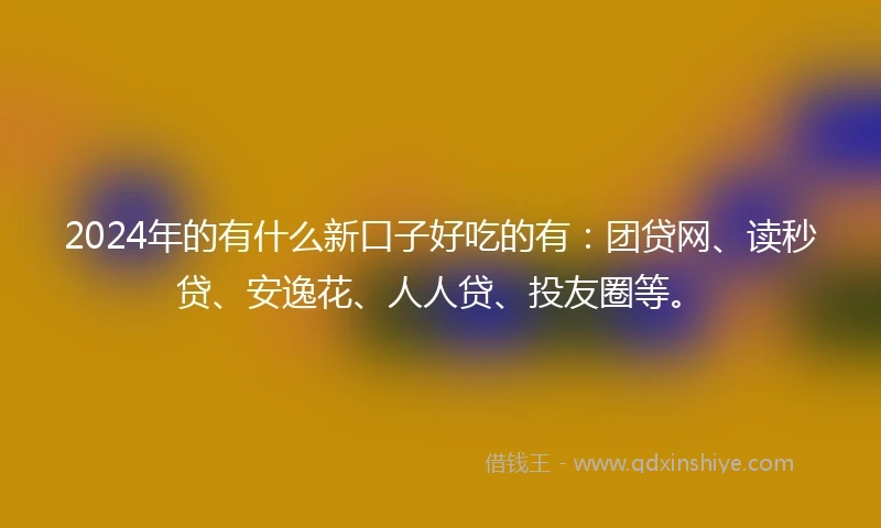 2024年的有什么新口子好吃的有：团贷网、读秒贷、安逸花、人人贷、投友圈等。