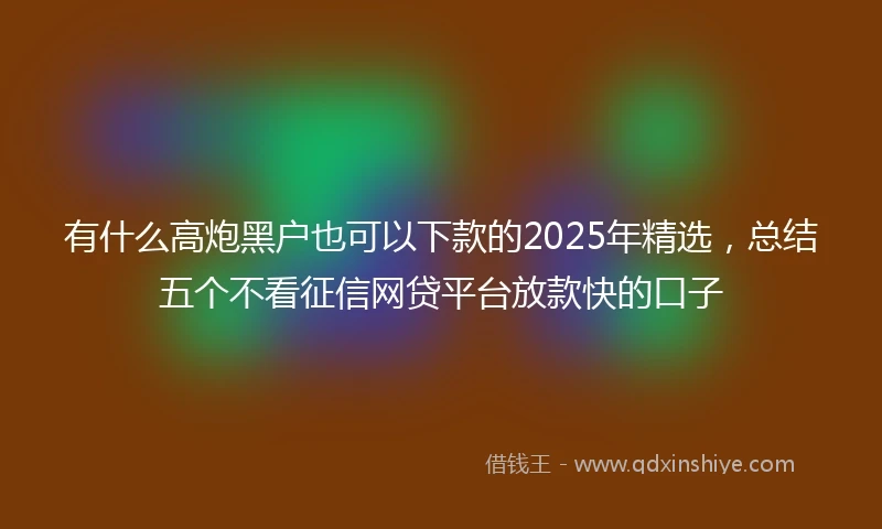 有什么高炮黑户也可以下款的2025年精选，总结五个不看征信网贷平台放款快的口子